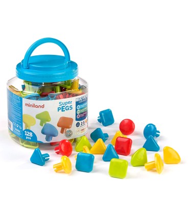 Juego miniland super pegs 128 piezas