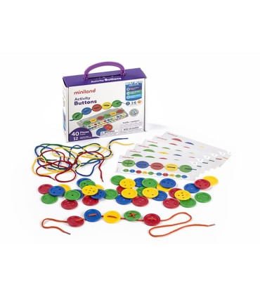 Juego miniland actividades botones 40 piezas 5 cordones