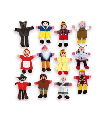 Juego andreutoys marioneta de dedos personajes cuentos infantiles surtidos 30cm caja de 12 unidades