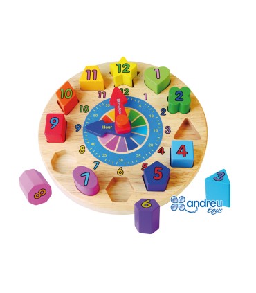 Puzle andreutoys reloj madera figuras geometricas 22x4 cm