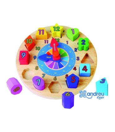 Puzle andreutoys reloj madera figuras geometricas 22x4 cm