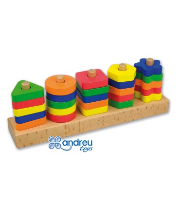 Juego andreutoys manipulacion 25 piezas geometricas 12 plantillas doble cara 328x192x71 cm