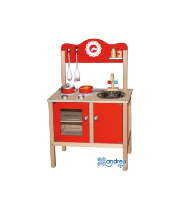 Juego andreutoys cocina madera con complementos 535x295x83 cm