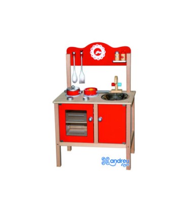 Juego andreutoys cocina madera con complementos 535x295x83 cm