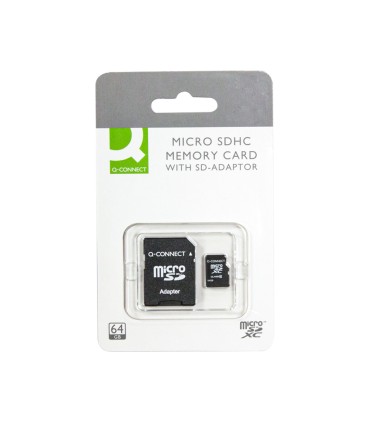 Memoria sd micro q connect flash 64 gb clase 10 con adaptador