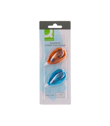 Corrector q connect cinta blanco 5 mm x 6 mt blister 2 unidades azul y naranja