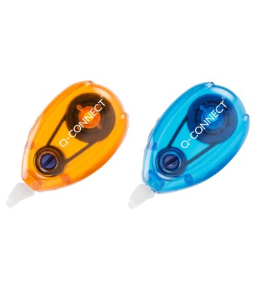 Corrector q connect cinta blanco 5 mm x 6 mt blister 2 unidades azul y naranja