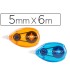 Corrector q connect cinta blanco 5 mm x 6 mt blister 2 unidades azul y naranja