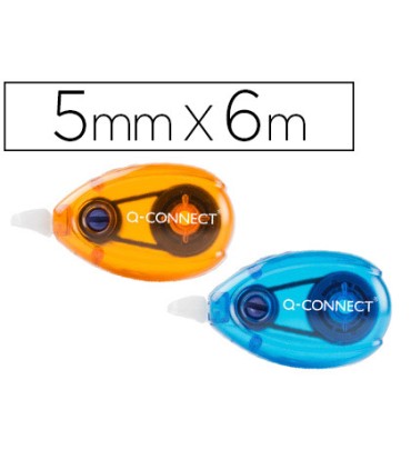 Corrector q connect cinta blanco 5 mm x 6 mt blister 2 unidades azul y naranja