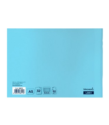 Libreta liderpapel smart a5 apaisado 32 hojas 60g m2 cuadro 6 mm con margen