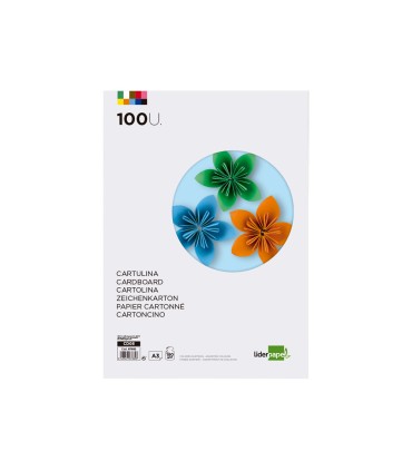 Cartulina liderpapel a3 180g m2 10 colores surtidos paquete 100 hojas