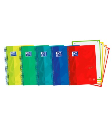 Cuaderno espiral oxford ebook 4 tapa extradura din a5 120 h microperforadas cuadro 5 mm colores vivos surtidos