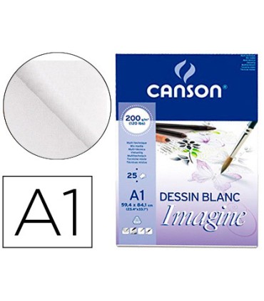 Bloc dibujo multitecnicas canson imagine din a1 encolado liso 594x841 cm 25 hojas 200 gr m2