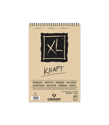 Bloc dibujo esbozo canson xl kraft din a3 kraft rayado beige espiral 297x42 cm 60 hojas 90 gr m2