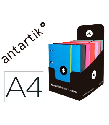 Carpeta con recambio liderpapel antartik a4 cuadro 5mm forrada 4 anillas 40mm redondas colores surtidos