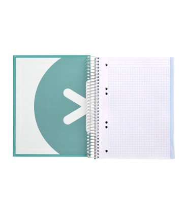 Cuaderno espiral liderpapel a5 micro antartik tapa forrada120h 90 gr cuadro 5 mm 5 banda6 taladros color menta