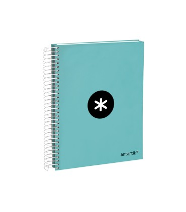 Cuaderno espiral liderpapel a5 micro antartik tapa forrada120h 90 gr cuadro 5 mm 5 banda6 taladros color menta