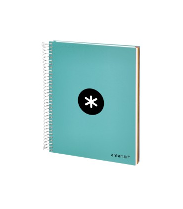 Cuaderno espiral liderpapel a5 micro antartik tapa forrada120h 90 gr cuadro 5 mm 5 banda6 taladros color menta