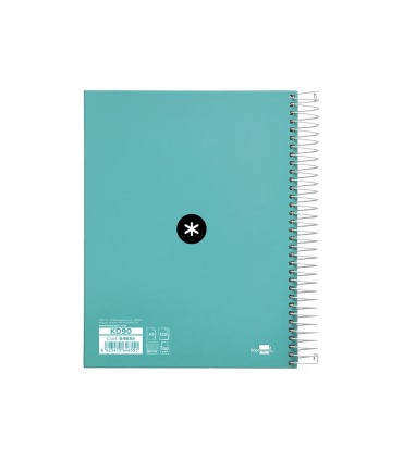 Cuaderno espiral liderpapel a5 micro antartik tapa forrada120h 90 gr cuadro 5 mm 5 banda6 taladros color menta