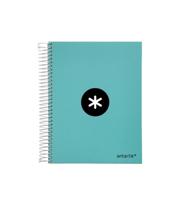 Cuaderno espiral liderpapel a5 micro antartik tapa forrada120h 90 gr cuadro 5 mm 5 banda6 taladros color menta