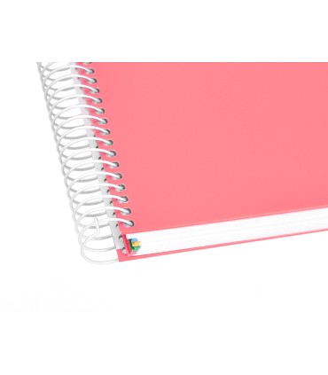 Cuaderno espiral liderpapel a5 micro antartik tapa forrada120h 90 gr cuadro 5 mm 5 band 6 taladros color coral