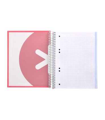 Cuaderno espiral liderpapel a5 micro antartik tapa forrada120h 90 gr cuadro 5 mm 5 band 6 taladros color coral