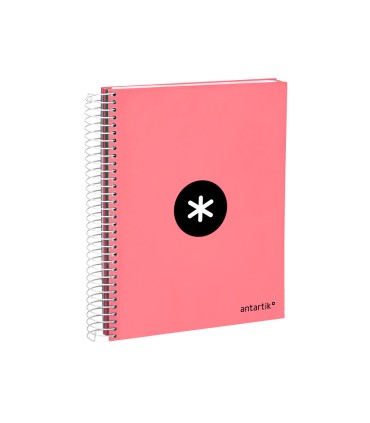 Cuaderno espiral liderpapel a5 micro antartik tapa forrada120h 90 gr cuadro 5 mm 5 band 6 taladros color coral