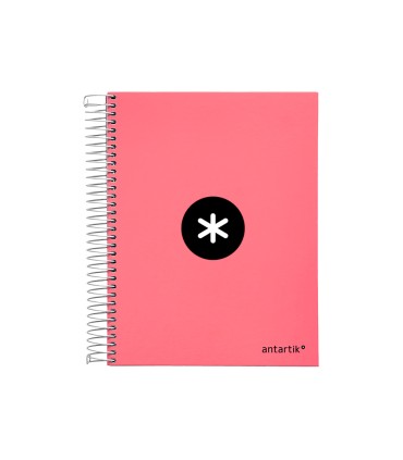 Cuaderno espiral liderpapel a5 micro antartik tapa forrada120h 90 gr cuadro 5 mm 5 band 6 taladros color coral