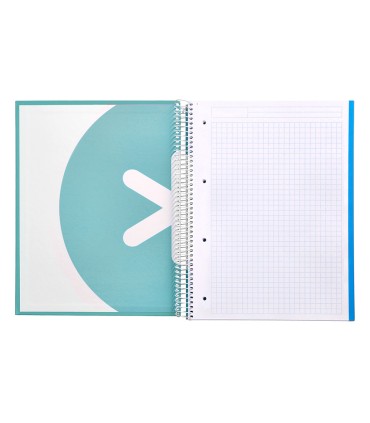 Cuaderno espiral liderpapel a4 micro antartik tapa forrada120h 100 gr cuadro 5mm 5 banda4 taladros color menta