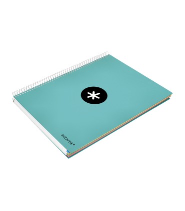 Cuaderno espiral liderpapel a4 micro antartik tapa forrada120h 100 gr cuadro 5mm 5 banda4 taladros color menta