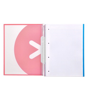 Cuaderno espiral liderpapel a4 micro antartik tapa forrada120h 100 gr cuadro 5mm 5 banda4 taladros color coral