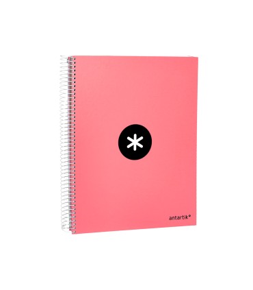 Cuaderno espiral liderpapel a4 micro antartik tapa forrada120h 100 gr cuadro 5mm 5 banda4 taladros color coral