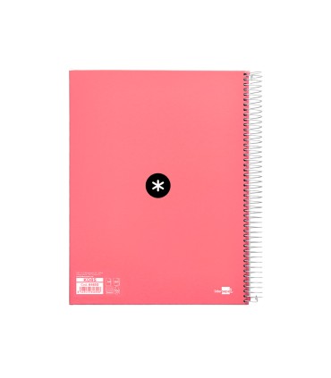 Cuaderno espiral liderpapel a4 micro antartik tapa forrada120h 100 gr cuadro 5mm 5 banda4 taladros color coral