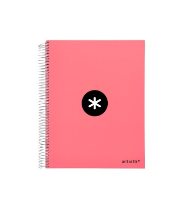 Cuaderno espiral liderpapel a4 micro antartik tapa forrada120h 100 gr cuadro 5mm 5 banda4 taladros color coral