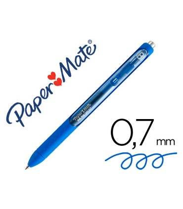 Boligrafo paper mate inkjoy retractil gel pen 07mm azul punta de bola trazo 035mm