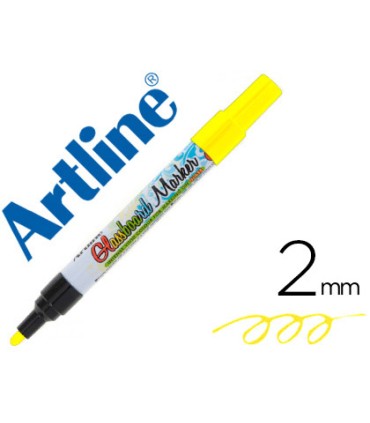 Rotulador artline glass marker especial cristal borrable en seco o humedo color amarillo fluor