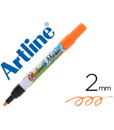 Rotulador artline glass marker especial cristal borrable en seco o humedo color naranja fluor