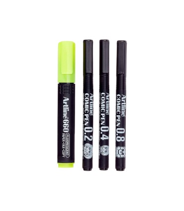 Rotulador artline comic pen calibrado micrometrico negro bolsa de 3 uds 02 04 08 permanente 853