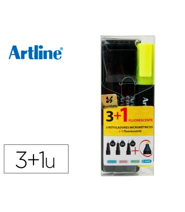 Rotulador artline comic pen calibrado micrometrico negro bolsa de 3 uds 02 04 08 permanente 853