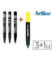 Rotulador artline comic pen calibrado micrometrico negro bolsa de 3 uds 0,2 0,4 0,8 + fluorescente 660