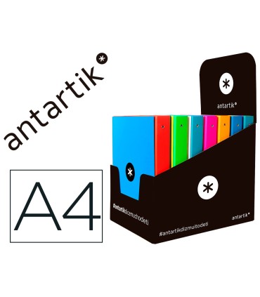 Carpeta liderpapel antartik a4 forrada 4 anillas 25 mm redondas colores surtidos