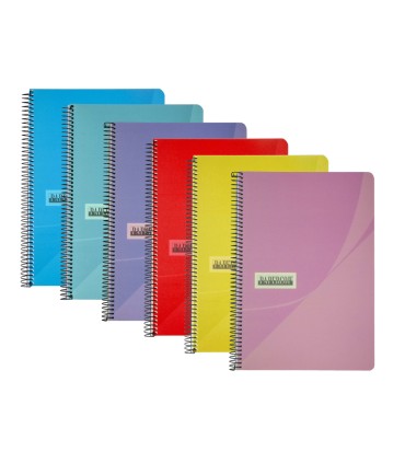 Cuaderno espiral papercop cuarto tapa plastico 80h 90 gr pauta 25 mm con margen colores surtidos