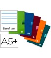 Libreta liderpapel scriptus a5 plus 48 hojas 90g/m2 rayado montessori 5mm con margen colores surtidos