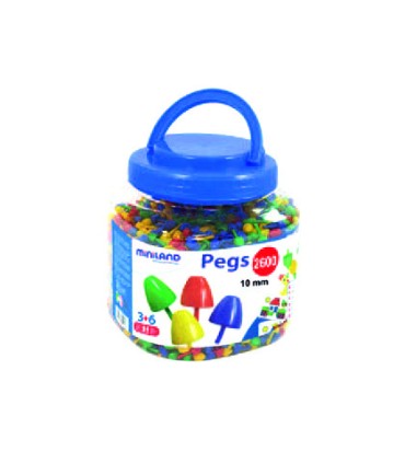 Juego miniland pegs bote de 2600 piezas de 10 mm