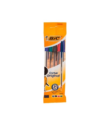 Boligrafo bic cristal original bolsa de 5 unidades colores surtidos 2 azul 1 negro 1 rojo 1 verde