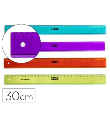 Regla mr 30 cm plastico graduada y biselada colores surtidos