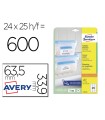 Etiqueta adhesiva avery para congelador blanca 63,5x33,9 mm ink-jet laser fotocopiadorapack de 600 unidades