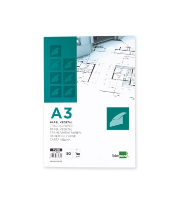 Bloc papel vegetal liderpapel encolado 297x420mm 50 hojas 90 g m2