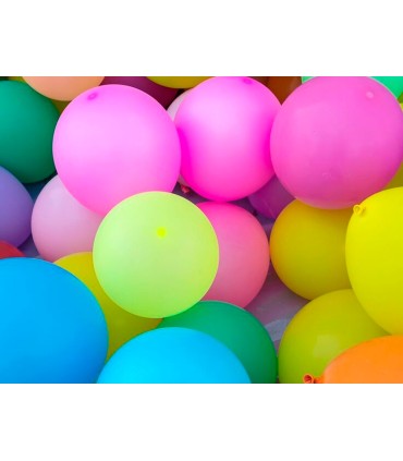 Globo 100 latex biodegradable fluorescente bolsa de 15 unidades colores surtidos