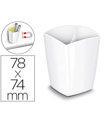 Cubilete portalapices cep blanco opaco plastico magnetico 78x74x95 mm